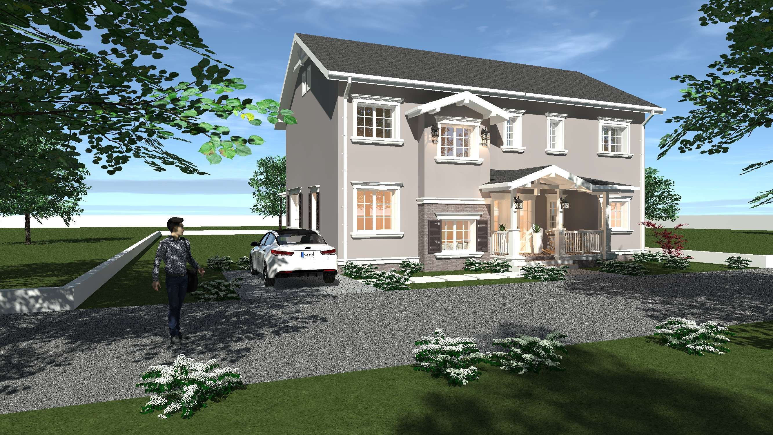 A classic-style house with two bedrooms