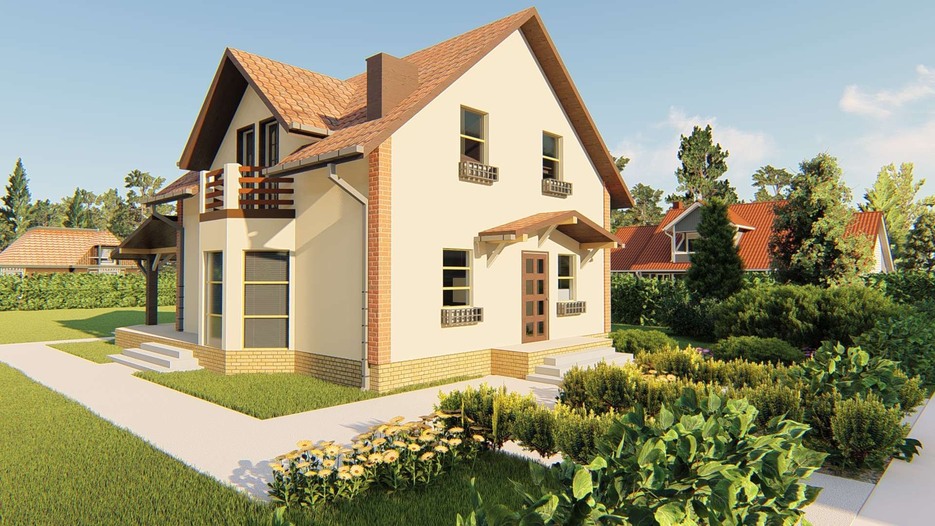 Clasical one-story house with an attic