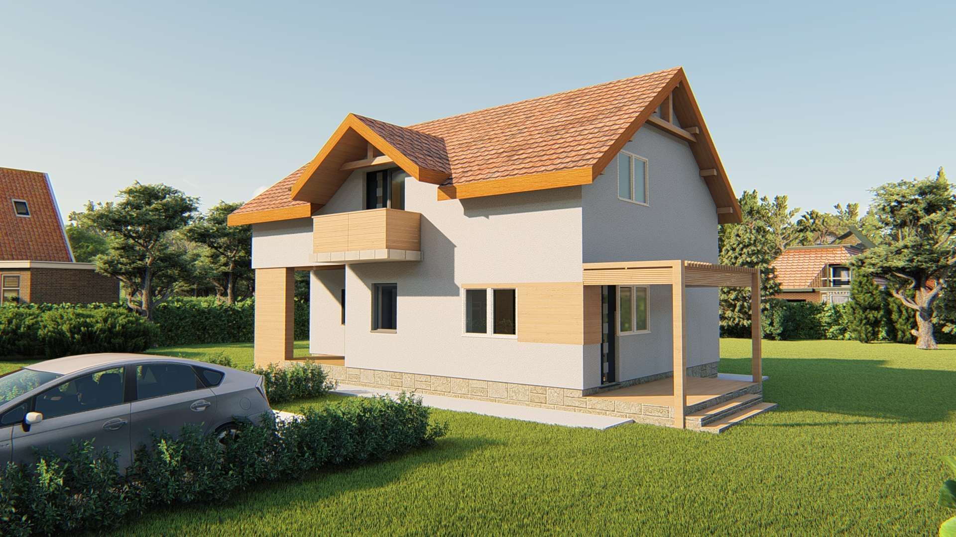 Clasical one-story house with an attic