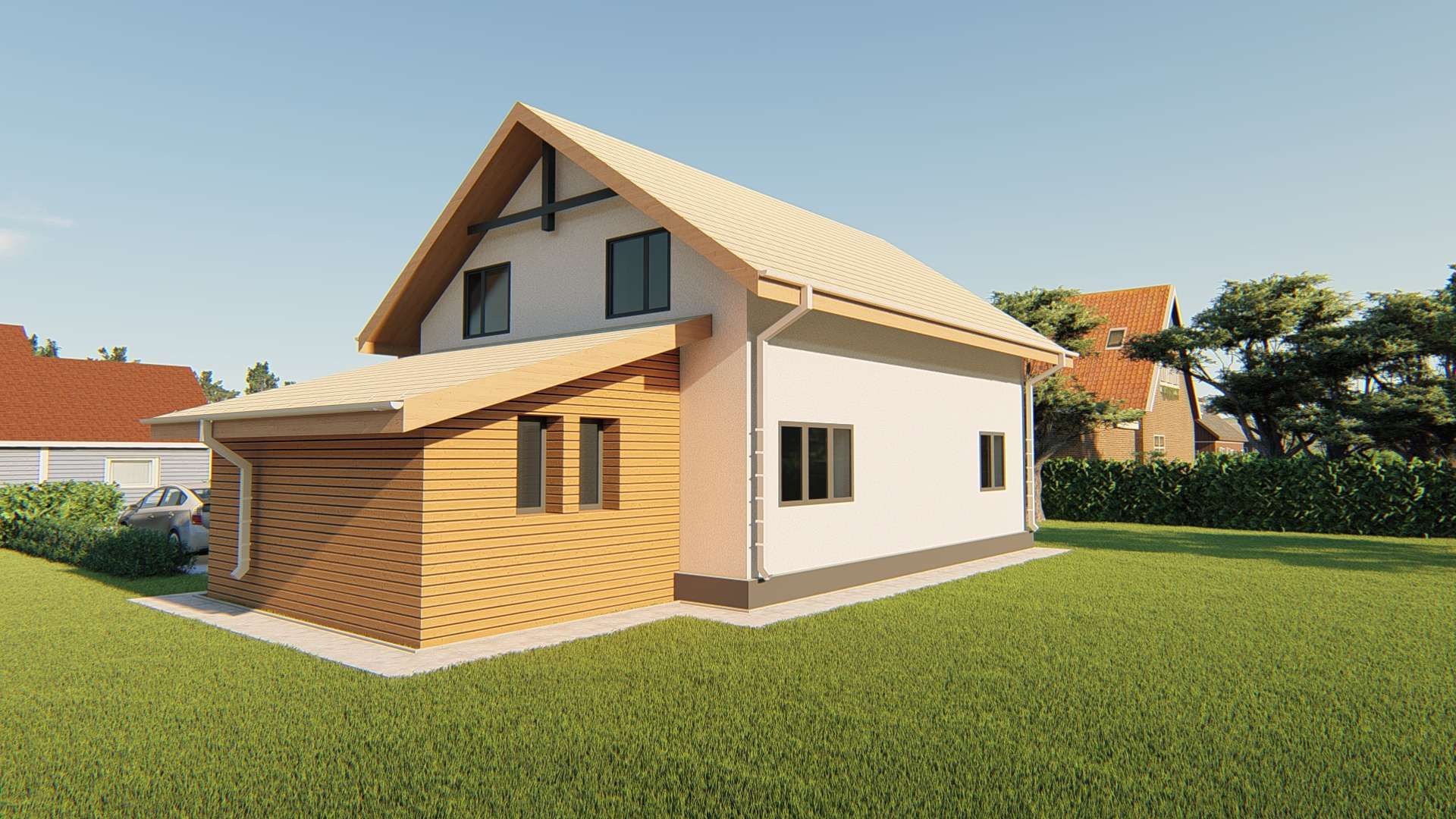 One-story house with an attic featuring 3 bedrooms and a garage